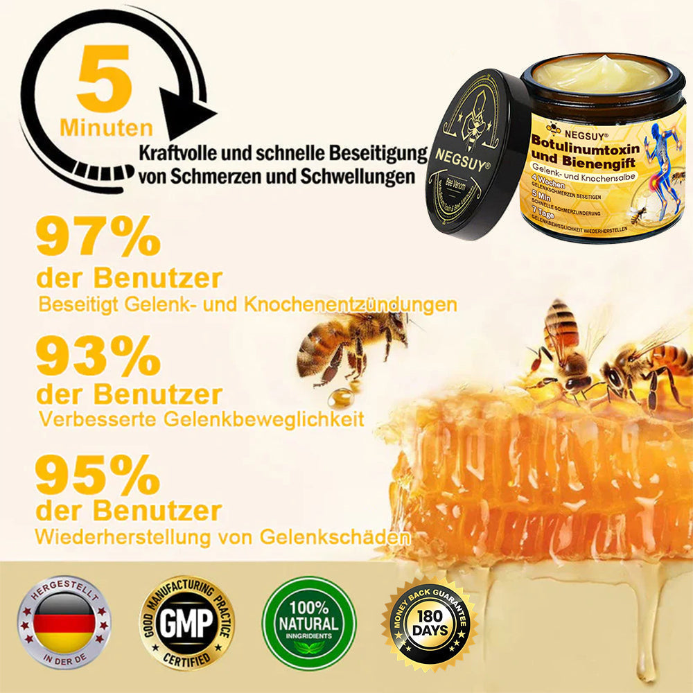 ✅ Offizieller Shop: Negusy® Bienengift-Schmerzlinderungs Knochenheilungs Creme 👨‍⚕️(Reduzierung von Gelenkschwellungen, Schmerzen, Steifheit, Rötungen, Wärme, Muskelkater und Gelenkmüdigkeit)